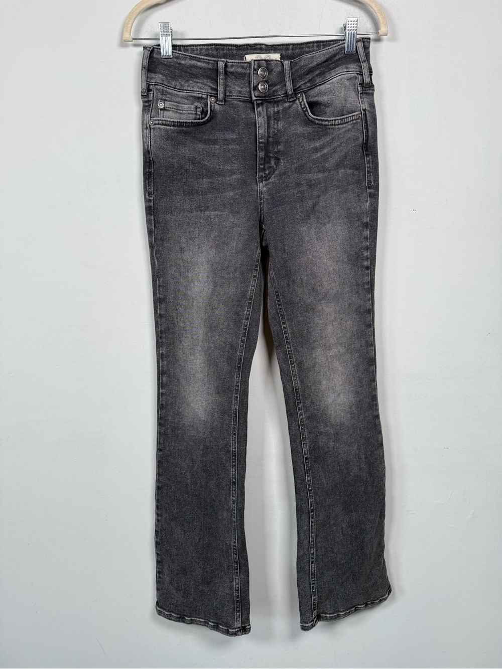 We The Free Free People High Rise Double Button Jeans Faded Black 28